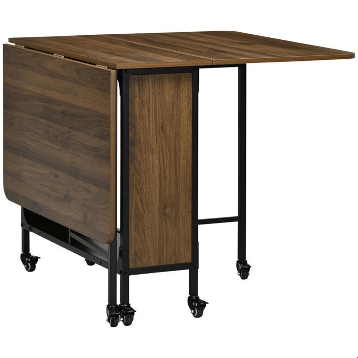 Table à Manger 130 x 80 x 74 cm pliante mobile 6 personnes rangement petits espaces capacité 50 kg brun clair