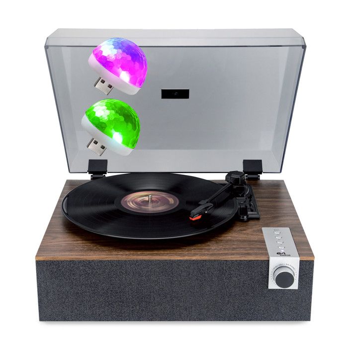 Mersoco Tourne-Disque avec Bluetooth avec Haut-parleurs stéréo, Platine Vinyle de Style Vintage, 33/45/78 TR/Min, Sortie RCA/casque/MP3/enregistrement, en Vinyle