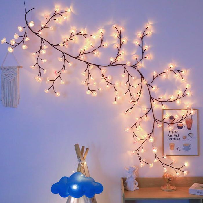 Guirlande Lumineuse Led en Forme De Fleur de Pêcher Équipée de 144 Perles Led 8 Modes DÉclairage (230 Cm - Blanc)