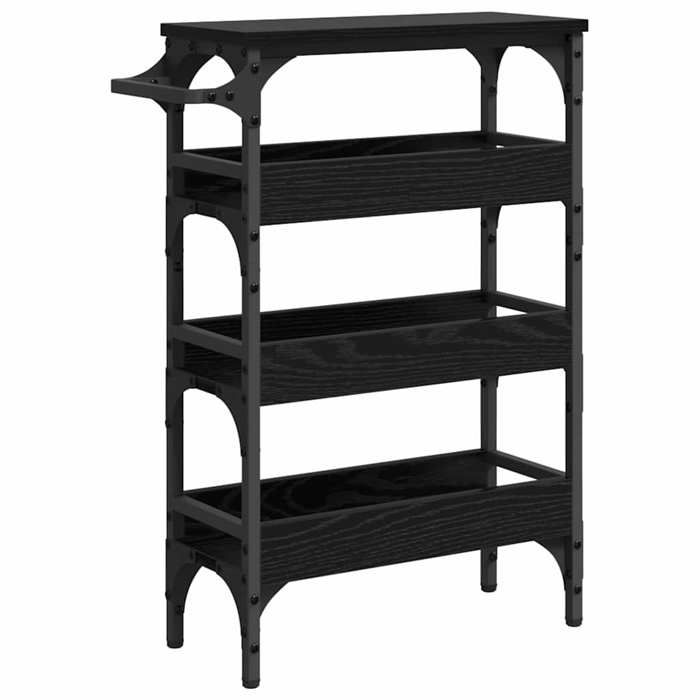 Soldes Printemps Chariot de cuisine - BURKE - Desserte cuisine - Chêne noir 53x20x76 cm Bois dingénierie DD276