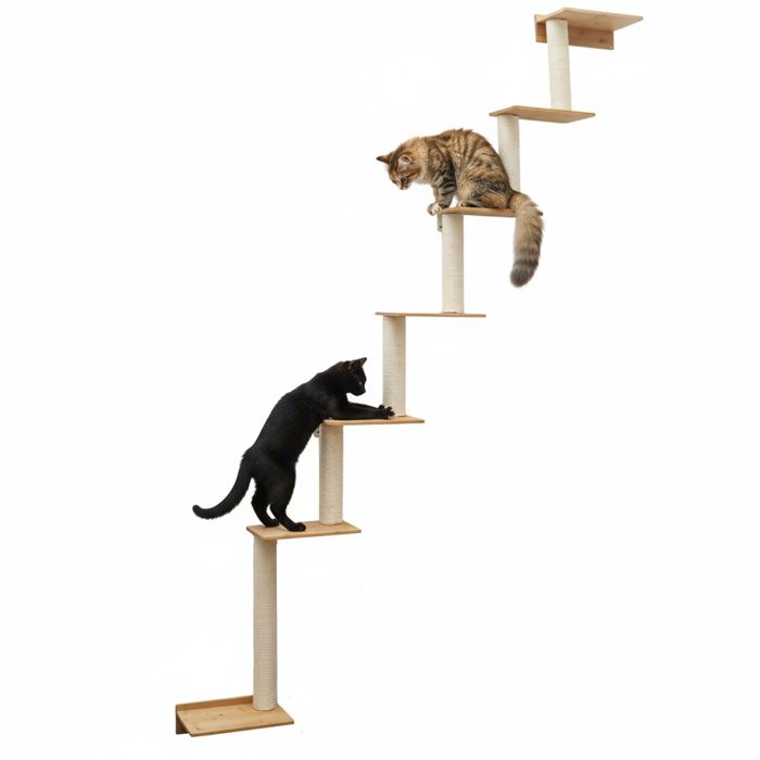 251 cm Arbre à Chat Mural avec 7 Plateaux - Poteau à Griffer - Griffoir en Sisal 251 cm Arbre à Chat Mural avec 7 Plateaux - Poteau à Griffer - Griffoir en Sisal