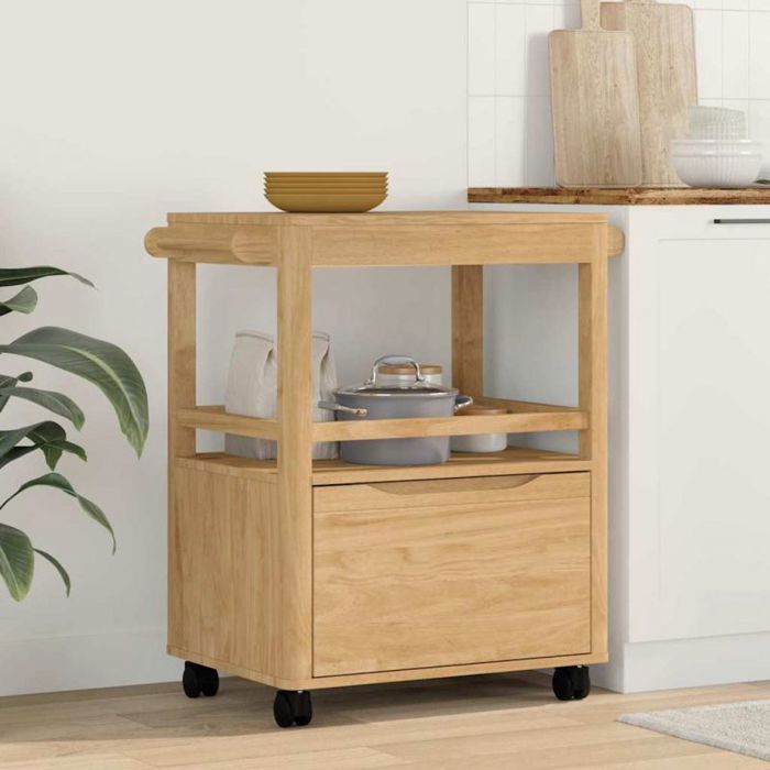 Desserte de cuisine - VIDAXL - FLORO - Pin massif - 4 roulettes 360° (2 freins) - 72 5x45x80 cm