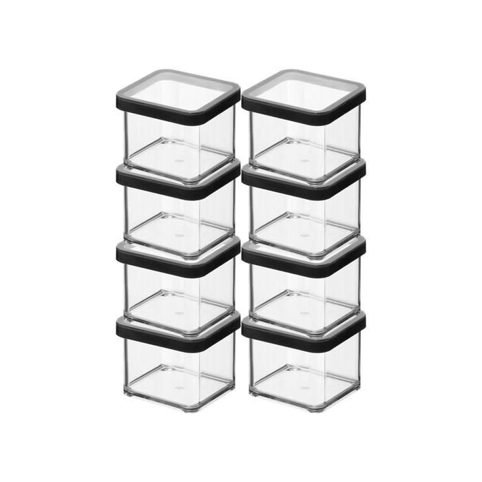 Contenants en plastique pour aliments friandises aliments pour animaux carrés 8x500ml LOFT noir Rotho