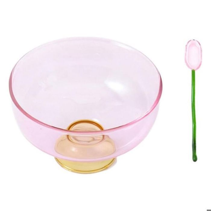 Bols à dessert en verre vaisselle élégante pour glace salade de fruits ensemble avec cuillères assorties ODIPIE