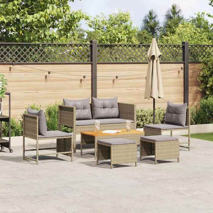 VIDAXL Ensemble de canapé de jardin (6 pcs) - ANTI-UV - Beige et Gris clair 84x45x35 cm M9136