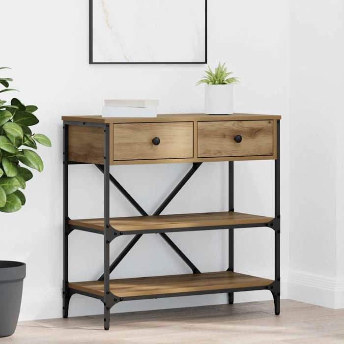 SALE 2026Table console avec tiroir - moderne-design - bois - marron - 2 tiroirs - 2 étagères - 75x345x75 cm 793qku90j8545
