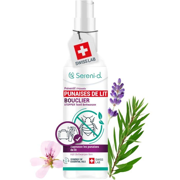 BOUCLIER ANTI PUNAISE DE LIT - Spray anti punaise de lit puissant - Traitement naturel aux Huiles Essentielles - 100mL