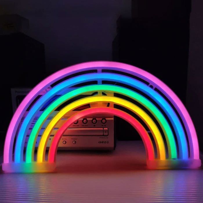 Lampe néon arc-en-ciel - Design arc-en-ciel - Veilleuse LED - Dimensions 30x16 cm
