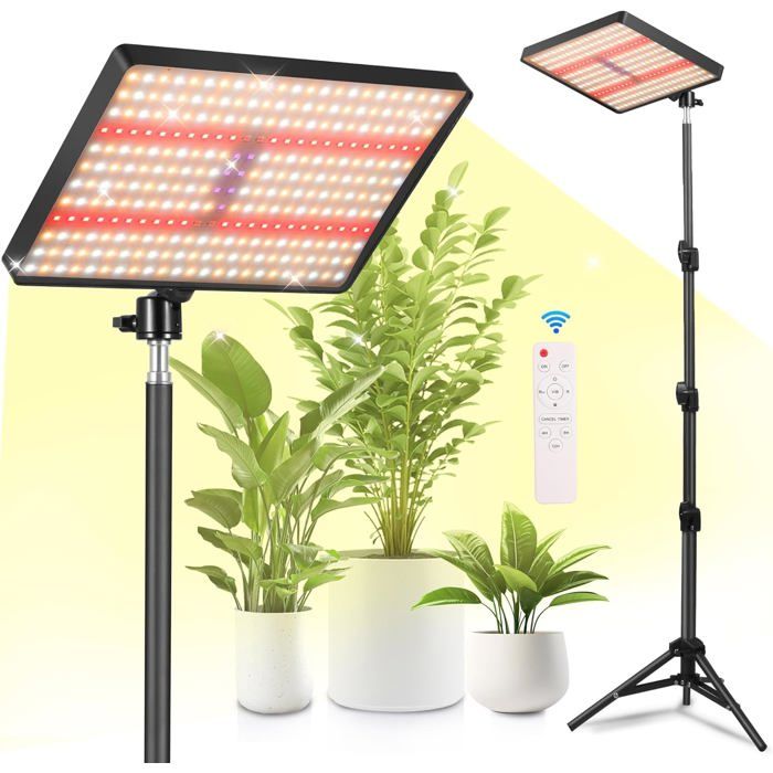 Lampe De Plante Avec Trépied 286 Leds Horticole Led Dimmable Minuterie 4/8/12H Spectre Complet Avec Uv-Ir Lampe De Culture Pour Ge