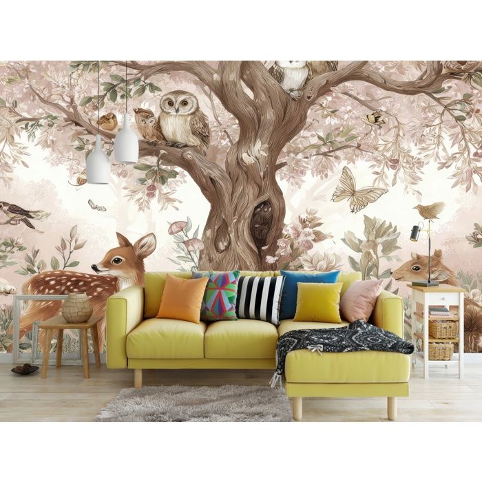 Papier Peint Photo Intissé DOMEVISTA - Animaux forêt rose poudré - 400 x 260 cm - Livraison Gratuite - H2031