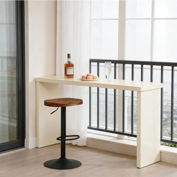 Tabouret de bar pivotant marron et noir hauteur reglable 59-83 cm assise en bois pied central en metal