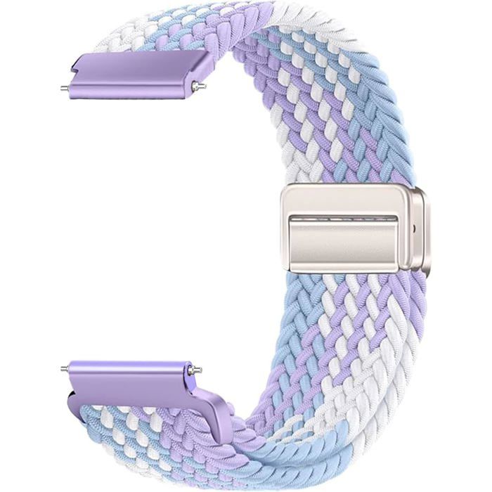 Bracelet Nylon Tressé 20mm Élastique Dégagement Rapide Bracelet Remplacement Montre Connectée Femme Homme