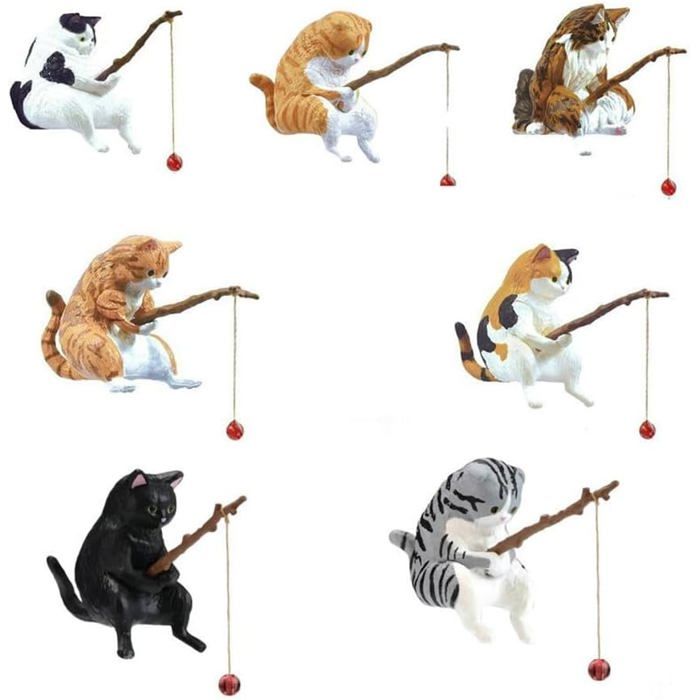 Ensemble de décorations de pêche pour Chatons 7 pièces Ornements de pêche pour Chat Aquascape pour Aquarium