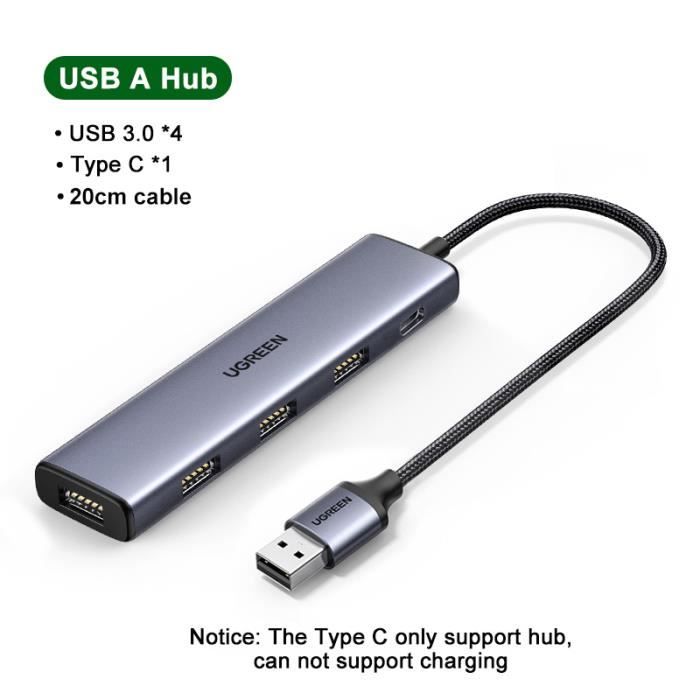 USB 3.0-Type C - séparateur USB 3.0 Hub à 4 ports, haute vitesse pour ...