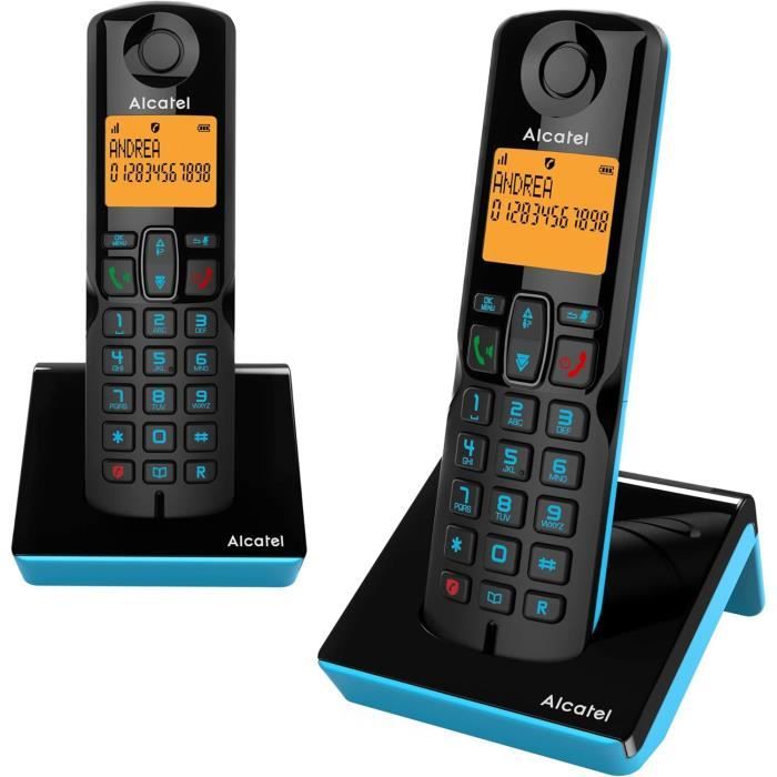 Téléphone Fixe Alcatel S280 Noir/orange - Mains Libres, Blocage Téléphone Fixe Alcatel S280 Noir/orange - Mains Libres, Blocage