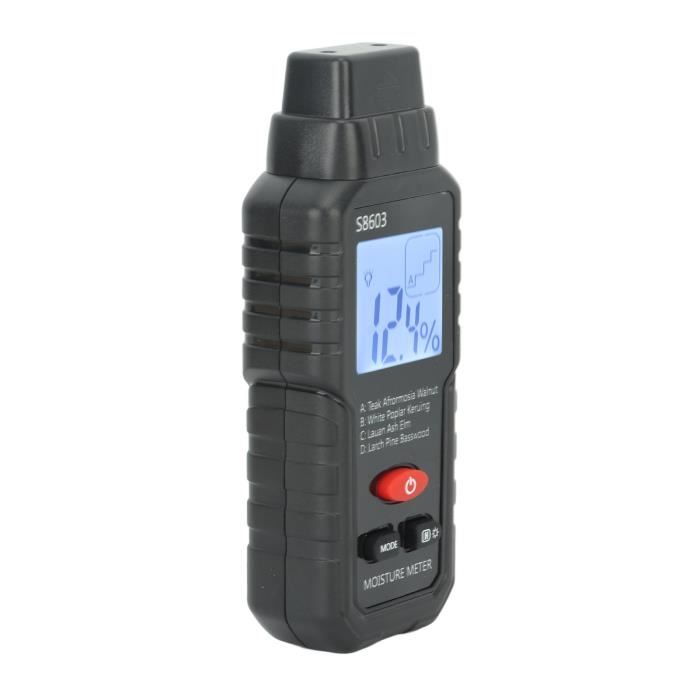 Humidimètre En Bois Avec Écran Lcd 0-99,9 % 2 Broches Laser Testeur D'Humidité Numérique Orange