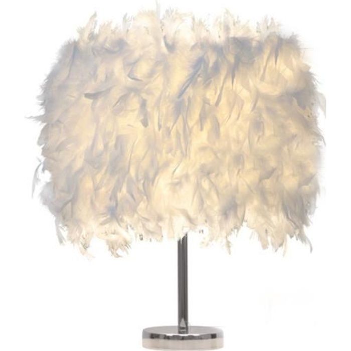 Lampe de chevet en plume - Vintage - Blanc
