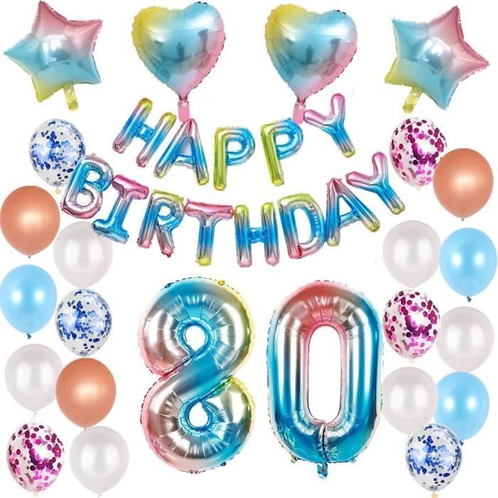 Kit De Decoration D Anniversaire 80 Ans Pour Femme Et Homme Arc En Ciel 80 Ans Decoration D Anniversaire Pour Femme Decorati Cdiscount Maison