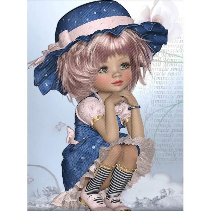 Kit Complet Diamond Painting 30x40 Cm - 4 Motifs Fille Cartoon - Diamants Ronds 5D - Activité DIY Adulte/enfant - 2