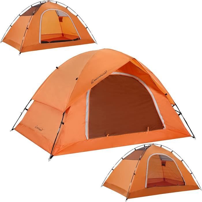 Tente De Camping 1 Place Ultra-Légère - Dôme Compact Et Imperméable Pour Randonnée, Trekking Et Escapades En Plein Air - Montage Facile Et Rapide - Coloris Orange