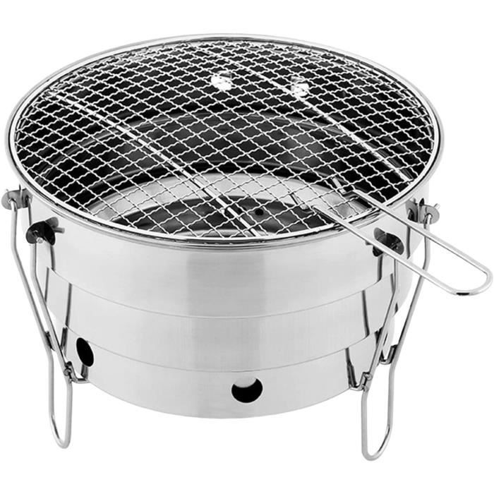 Poêle De Camp Pliant Simpletul En Inox 304 – Petit Barbecue à Bois Avec Grille