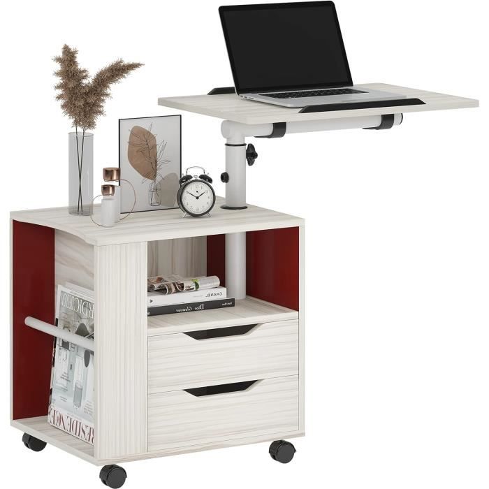 Table De Chevet Réglable En Bambou - Hauteur 44 à 78cm - Plateau 39x29cm - Multifonction (chevet, Table Basse, Etc.) - Design Compact