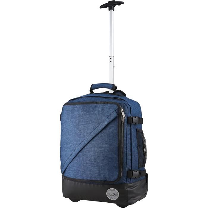 Sac à Dos à Roulettes Avec Trolley – Sac Ordinateur Portable 50 Cm Bleu, Oxford Imperméable, Idéal Voyage & Business