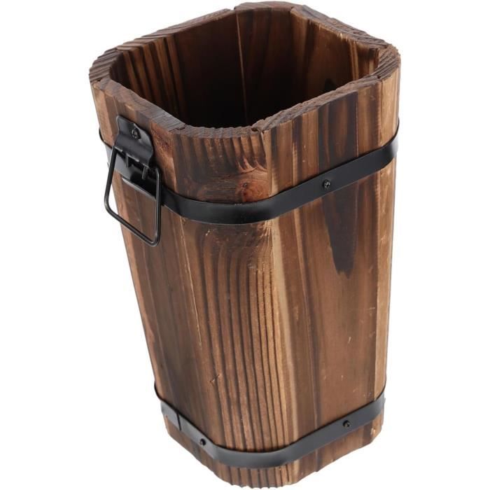 Jardinière En Bois Carbonisé Avec Mousse - Pot Décoratif Pour Plantes Artificielles Ou Réelles | 30x9x7 Cm