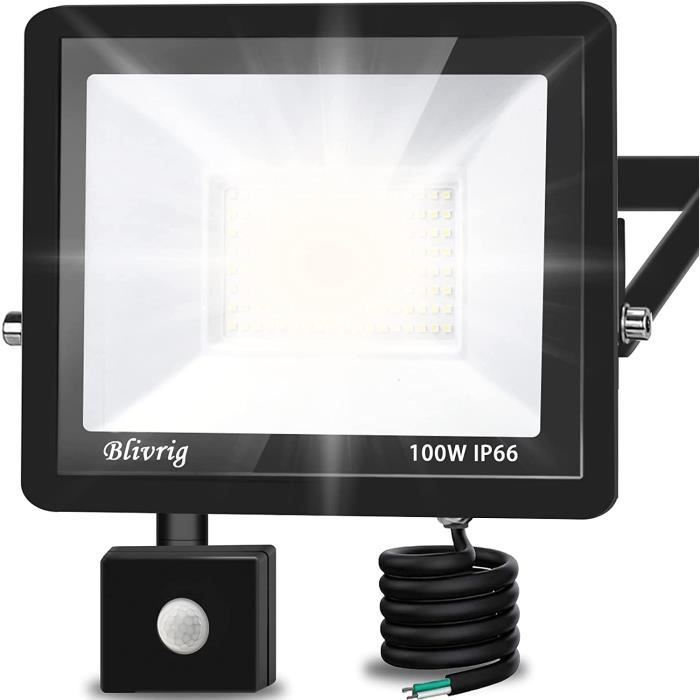 Projecteur LED Extérieur 100W – 10000LM, 7000K Blanc Froid, IP67 – Pour Jardin, Cour, Garage
