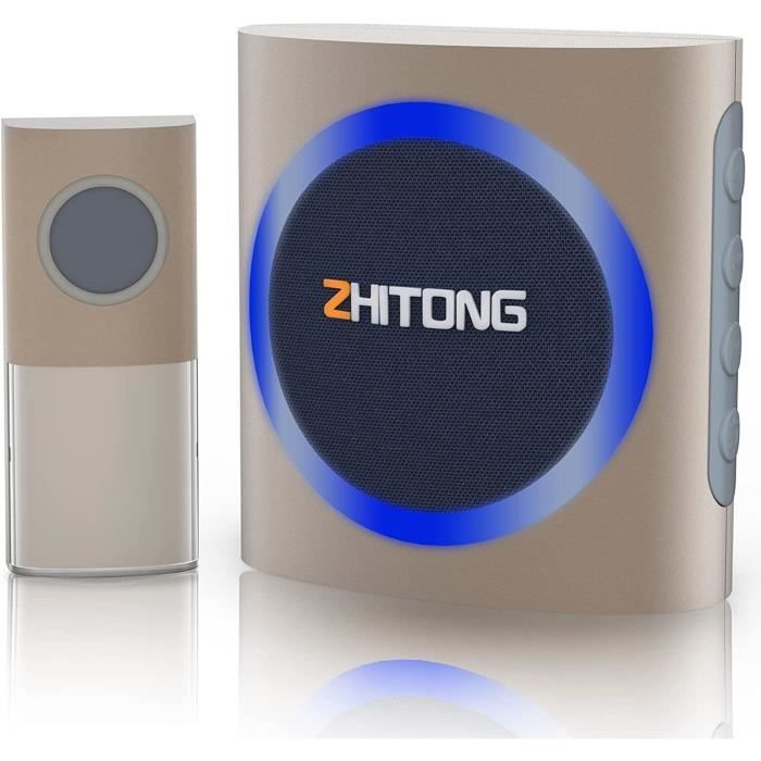 Zhitong Sonnette de porte sans fil étanche à piles à 300 m de portée ...