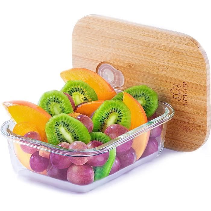 Lunch Box En Verre & Bambou, Boîte Bento Japonaise Hermétique 1 Étage, Microondes, Four & Lave
