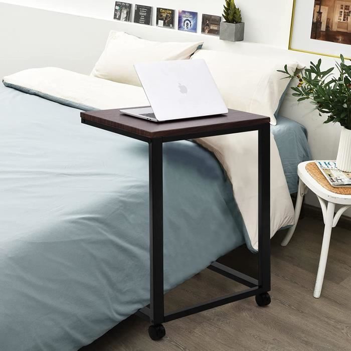 Table D'appoint En Forme De C En Bois Massif - Pour Canapé, Lit - Étagère De Rangement, Dimensions 35x25x62 Cm - 12