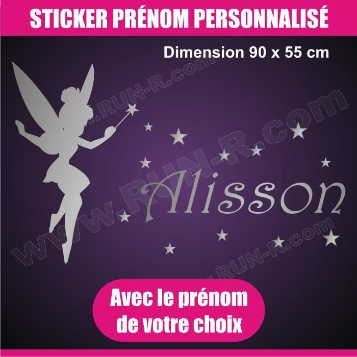 Stickers Fée Personnalisé avec Prénom - Décoratio Murale Fée Clochette