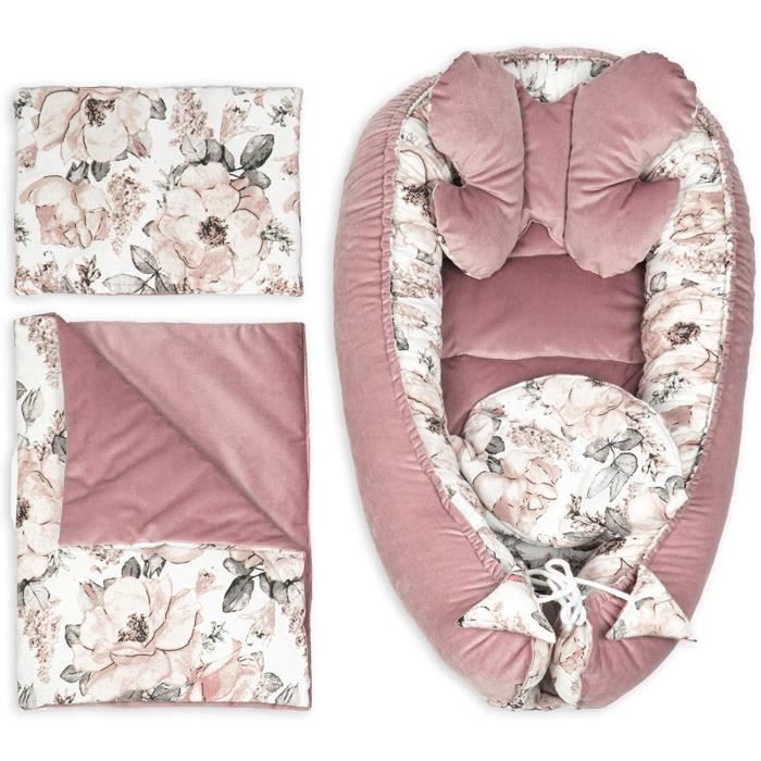 Reducteur De Lit Bebe Cocon Bebe Cale Bebe Lit Nid Ergonomique Bebe Ensemble 5 Pieces Rose Velours 5 Pcs90x50 Cm Cdiscount Maison