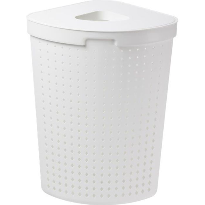 Panier à linge 62L blanc angulaire Rangement Plast Team Seoul