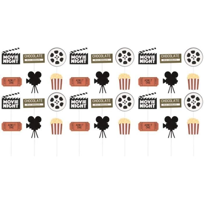 36pcs Film Gateau Pour Les Decorations De Fete D Anniversaire Sur Le Theme Du Cinema Fete De Cinema Cdiscount Maison