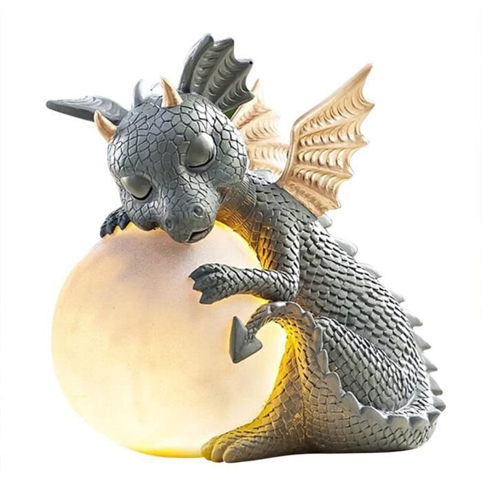 Dragon Decoration Lampe solaire Dragon Sleeping Méditation Statue