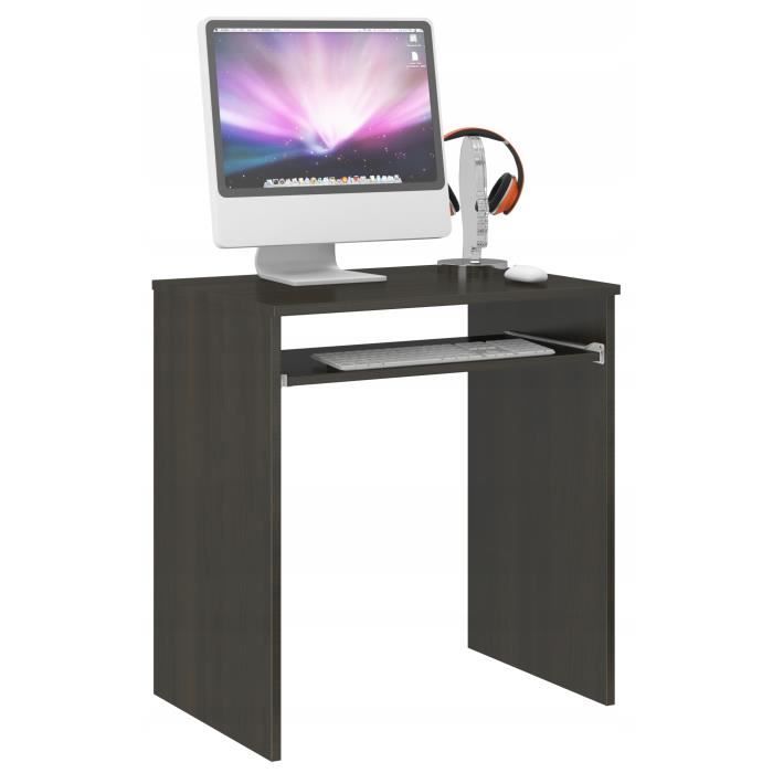 BERN | Bureau informatique table d'ordinateur taille compacte 70x50x74 cm | Support clavier | Mobilier bureau style moderne | Wenge