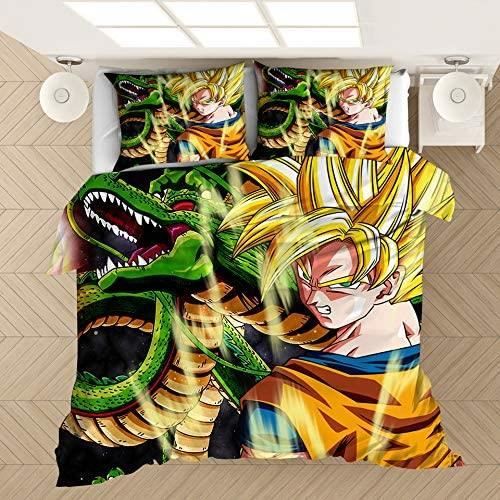 Parure De Lit Dragon Ball Z Imprimé 3D - 3 Pièces En Microfibre Super Douce - Housse De Couette Et Taies D'Oreiller - Taille Single à Super King - 13