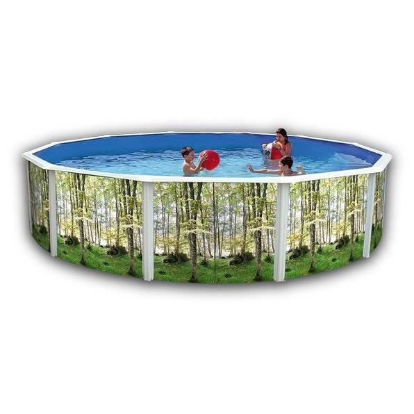 TOI Kit Piscine Hors-sol Acier  Bosque Ronde D&eacute;coration Bosquet 4.60m X 1.20m 