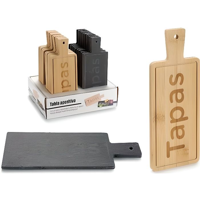 BigBuy Home - Table de Cuisine Ardoise Bambou Assortiment