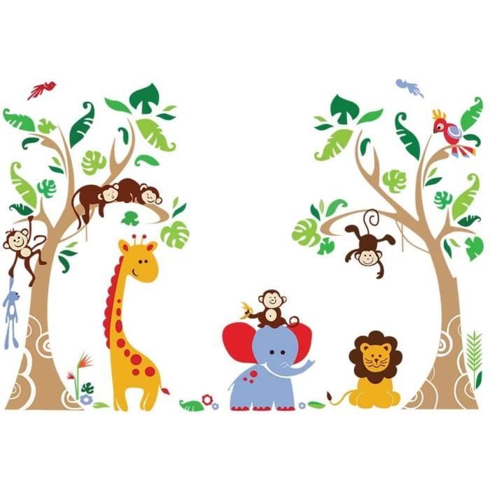 Sticker Deco Autocollant Mural Animaux Jungle Chambre Enfant Bebe Girafe Jouet Home Garden Home Decor