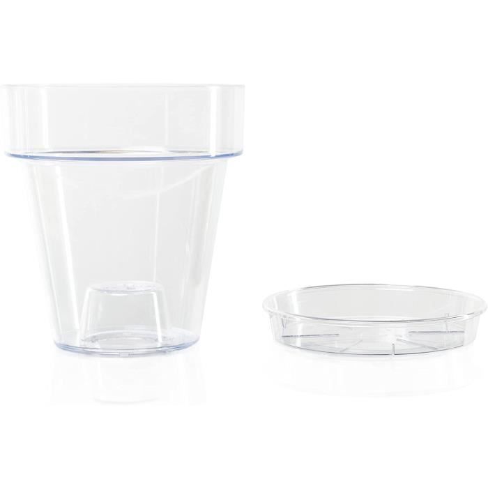 Pot à Orchidées Transparent 15cm Avec Soucoupe - Drainage Optimal Pour Plantes