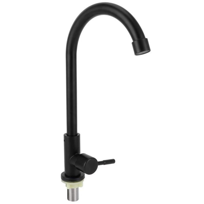 Robinet d'eau, robinet d'eau de robinet noir mat G1 / 2, robinet de bar de cuisine rotatif à 90 degrés pour cuisine de salle de