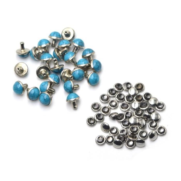 100 Clous à Dôme Ronds De 9mm - Rivets Métal Pour Cuir, Vêtements, Chaussures, Style Punk - 11