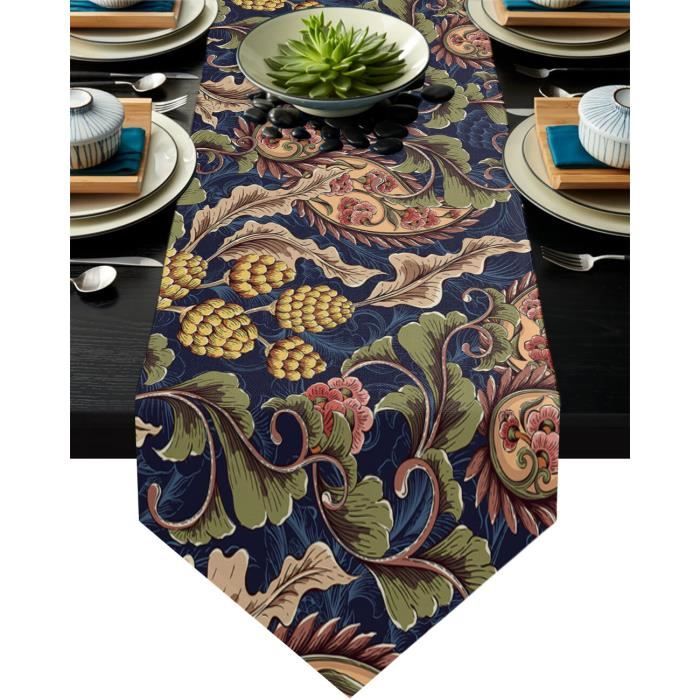 Chemin De Table à Motif Drapeau Grec De 35,6 X 152,4 Cm – Chemin De Table Avec Pampilles – Style Bohème Et Rustique – Pour Cuisine, Maison, Noël, Halloween, Fête