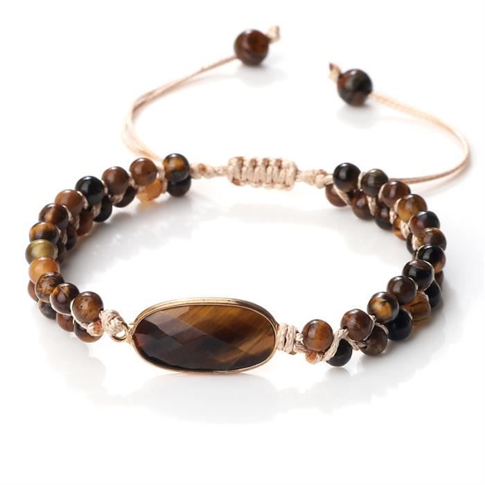 Bracelet de perles en pierre d'oeil de tigre, corde tressée