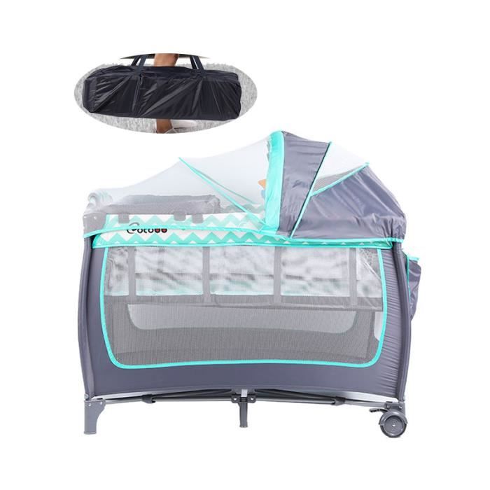 Lit Parapluie Bébé CARETERO Esti - Pliable, Matelas Inclus, 120x60 Cm - Voyage & Maison
