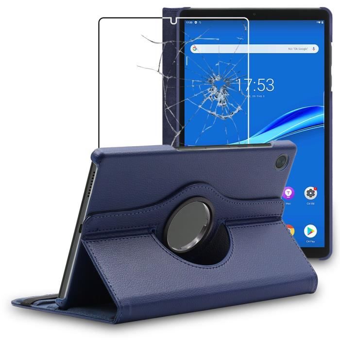 ebestStar ® pour Lenovo Lenovo Tab M10 HD 10.1 TB-X306F - Housse PU Cuir Rotatif 360 + Film protection en VERRE Trempé, Bleu Foncé