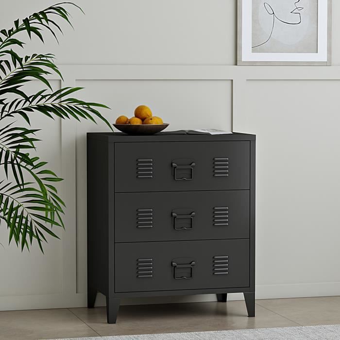 Armoire de bureau Hämeenlinna acier 72 x 60 x 40 cm noir